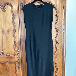 Club Monaco Long Black Sleeveless Dress with Crew neck and slit back - Size 10